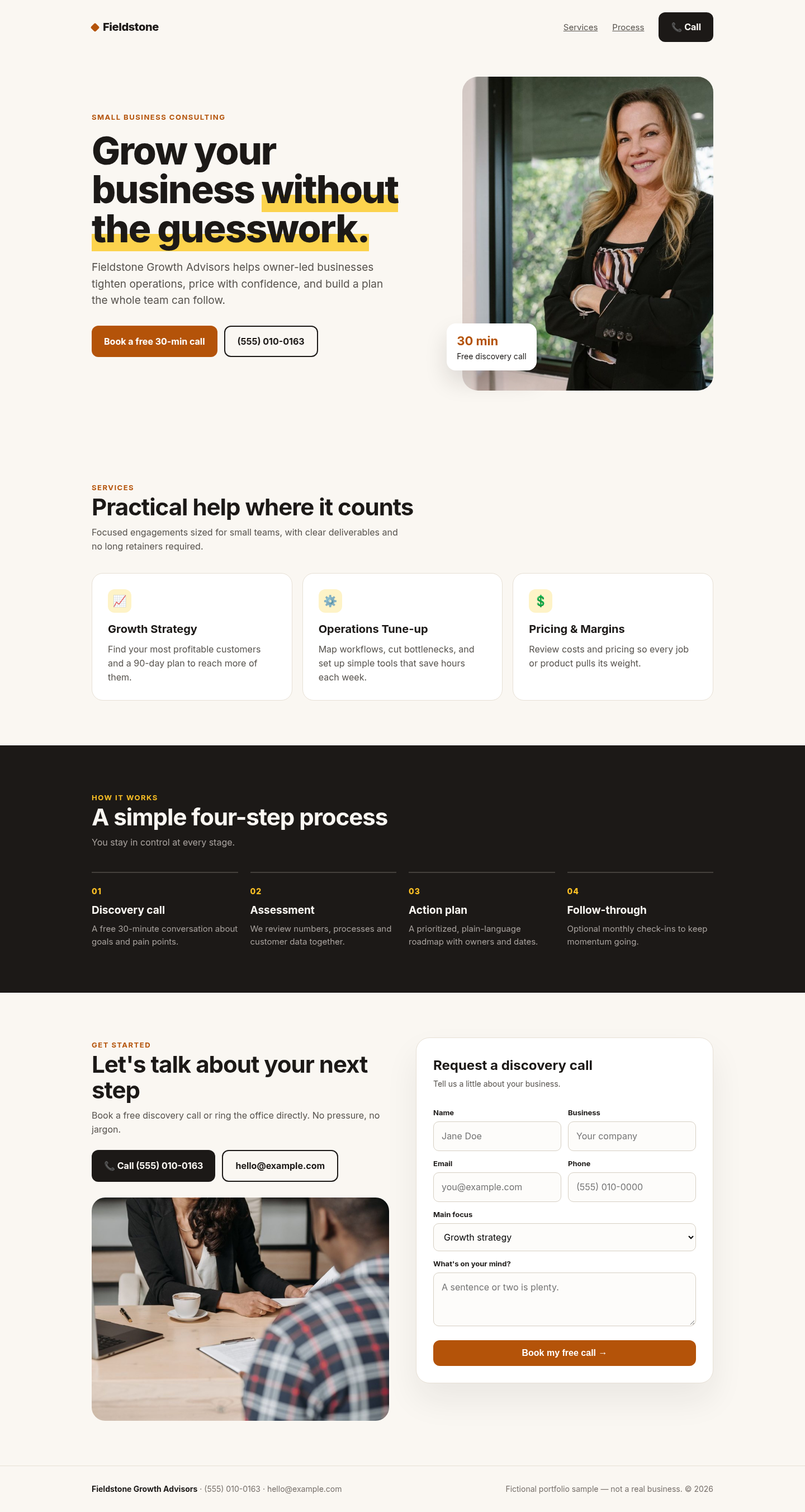 Fieldstone Advisors demo website screenshot